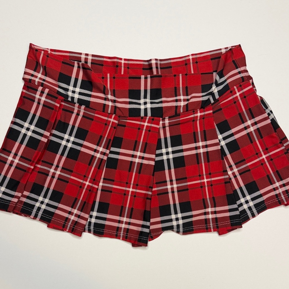 Spencer's Red and Black Plaid School Girl Skirt